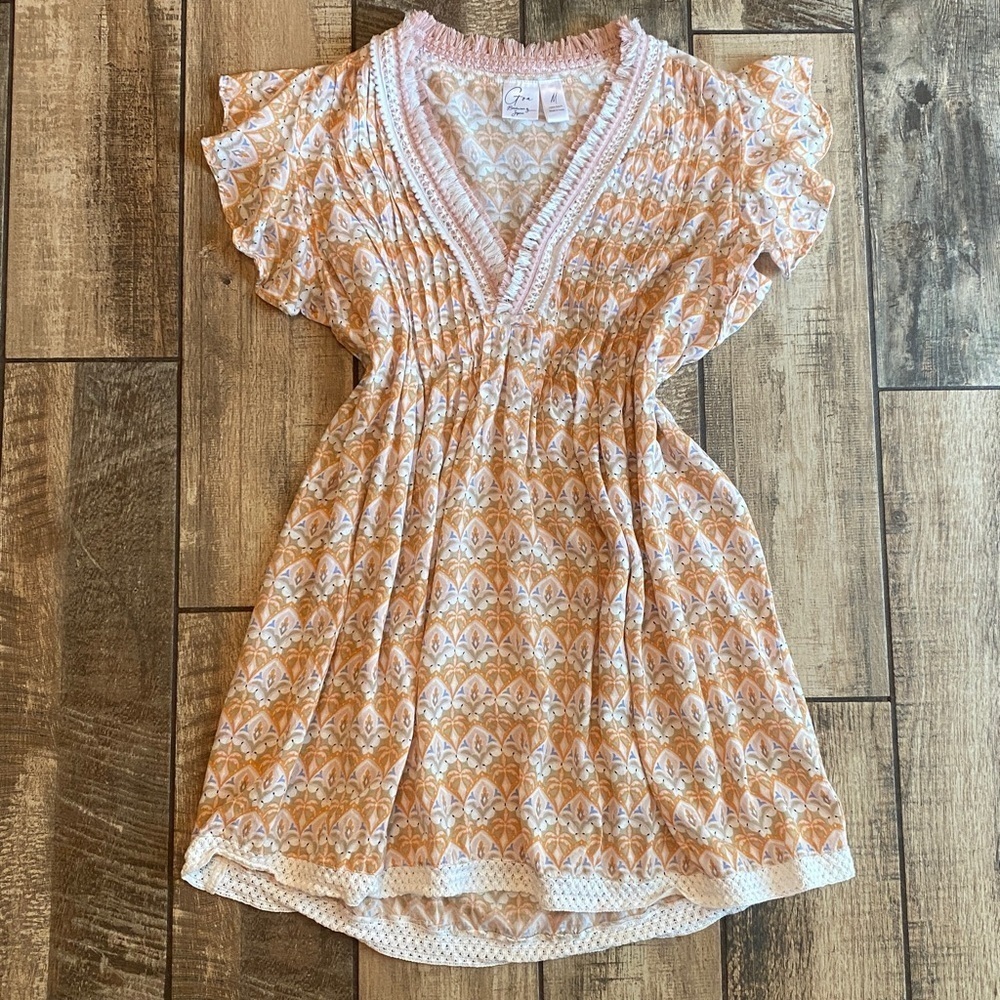 Japna Goa Fringe coverup in Cream and Tan
